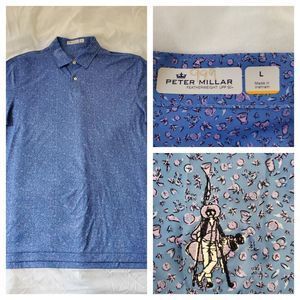 Peter Millar Featherweight Golf Polo Mens L Short Sleeve Performance UPF 50 Logo